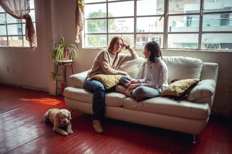 parent and child having a serious conversation