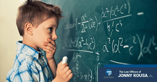 kid looking at chalkboard